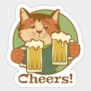 Cheers Beers Cat Sticker